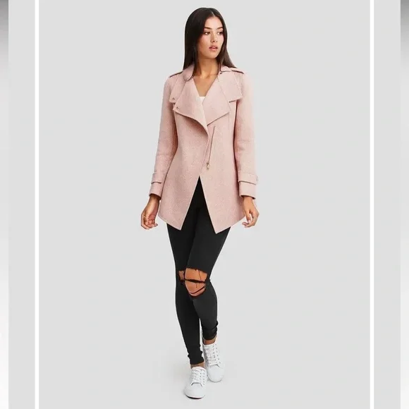 Bella & Bloom NWT Bad Girl Wool Blend Moto Coat Pink Size XL - Picture 1 of 6